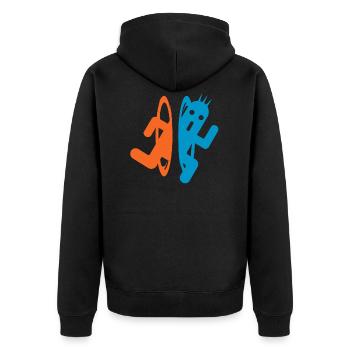 Portale und 1000 Nadeln - Unisex Premium Bio Zip Hoodie - Schwarz - Hinten - Nico (187cm)