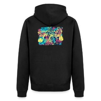 Feuilles tropicales - Veste à capuche bio Premium Unisexe - noir - Dos - Nico (187cm)