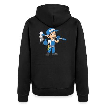 Gebäudereiniger Fensterputzer - Unisex Premium Bio Zip Hoodie - Schwarz - Hinten - Nico (187cm)