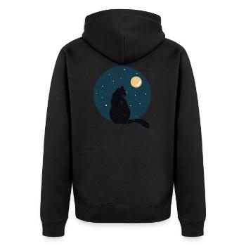 Black cat in front of moon. Gift idea - Unisex Premium Organic Zip Hoodie - black - Back - Nico (187cm)