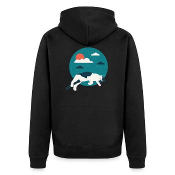 Cute cat lies in front of heaven. Gift idea - Unisex Premium Organic Zip Hoodie - black - Back - Nico (187cm)