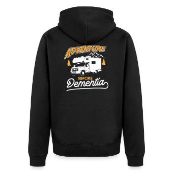 Aventure avant la démence - Camping Camper - Veste à capuche bio Premium Unisexe - noir - Dos - Nico (187cm)