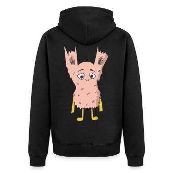 Rosa Monster - Unisex Premium Bio Zip Hoodie - Schwarz - Hinten - Nico (187cm)