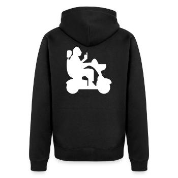 Elektrischer Rollstuhl Rollstuhlfahrer Behinderter - Unisex Premium Bio Zip Hoodie - Schwarz - Hinten - Nico (187cm)