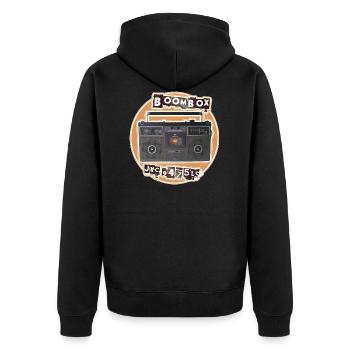 JVC 9475 LS Boombox Ghettoblaster - Unisex Premium Bio Zip Hoodie - Schwarz - Hinten - Nico (187cm)