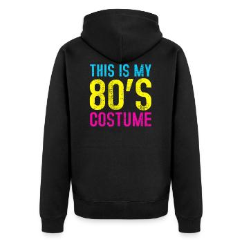 80er Jahre - Unisex Premium Bio Zip Hoodie - Schwarz - Hinten - Nico (187cm)