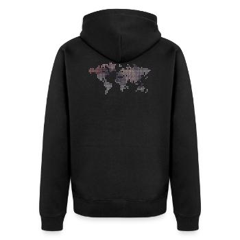 Carrés de carte du monde - Veste à capuche bio Premium Unisexe - noir - Dos - Nico (187cm)