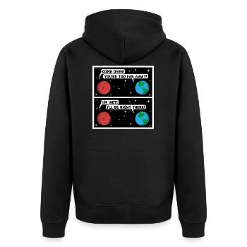 Mars ich bin nass Geschenk - Unisex Premium Bio Zip Hoodie - Schwarz - Hinten - Nico (187cm)