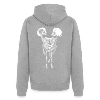 Twins - Unisex Premium Organic Zip Hoodie - heather grey - Back - Nico (187cm)