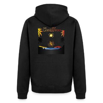 Caribbean - Unisex Premium Bio Zip Hoodie - Schwarz - Hinten - Nico (187cm)