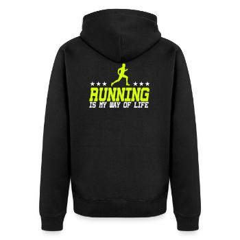 running is my way of life male 2c - Veste à capuche bio Premium Unisexe - noir - Dos - Nico (187cm)