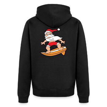 Lustiger Weihnachtsmann Santa Claus Weihnachten - Unisex Premium Bio Zip Hoodie - Schwarz - Hinten - Nico (187cm)
