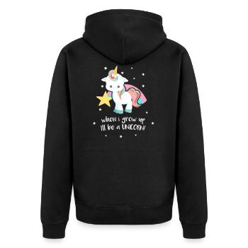 Quand je serai grand, je serai une illustration drôle de Licorne - Veste à capuche bio Premium Unisexe - noir - Dos - Nico (187cm)