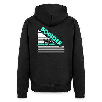 bouldern - Unisex Premium Bio Zip Hoodie - Schwarz - Hinten - Nico (187cm)