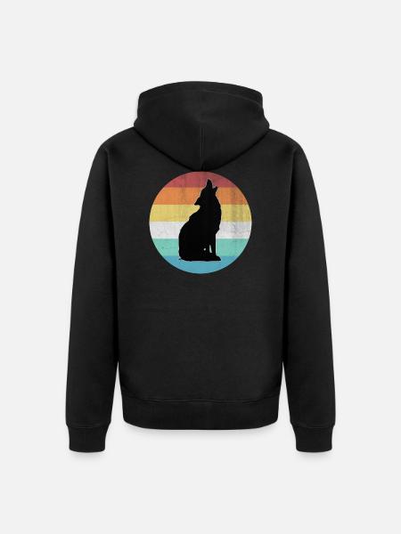 wolf - Unisex Premium Organic Zip Hoodie - black