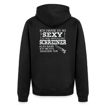 Schreiner Tischler - Unisex Premium Bio Zip Hoodie - Schwarz - Hinten - Nico (187cm)