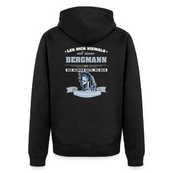 Miner miner - Unisex Premium Organic Zip Hoodie - black - Back - Nico (187cm)