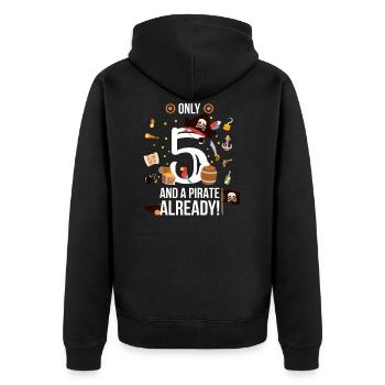5th Birthday Boy « Seulement 5 et un pirate déjà » - Veste à capuche bio Premium Unisexe - noir - Dos - Nico (187cm)