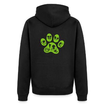 Hunde Pfote -colorful edition- - Unisex Premium Bio Zip Hoodie - Schwarz - Hinten - Nico (187cm)