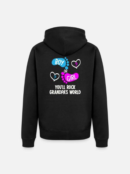 Baby shower girl or boy baby feet - Unisex Premium Organic Zip Hoodie - black
