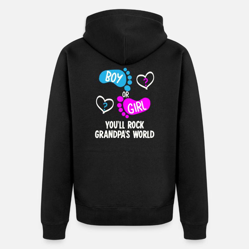 Babyparty Mädchen oder Junge Babyfüße - Unisex Premium Bio Zip Hoodie - Schwarz