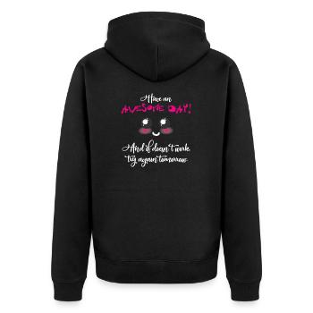 Toller Tag -black edition- - Unisex Premium Bio Zip Hoodie - Schwarz - Hinten - Nico (187cm)