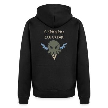 Cthulhu Eiskrem - Unisex Premium Bio Zip Hoodie - Schwarz - Hinten - Nico (187cm)