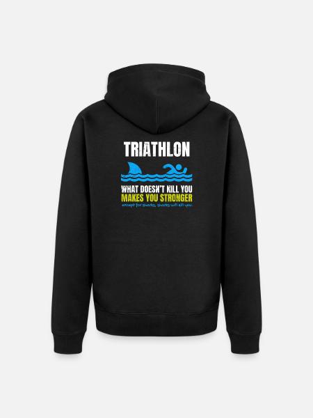 Triathlon Swimming Shark - Unisex Premium Organic Zip Hoodie - black