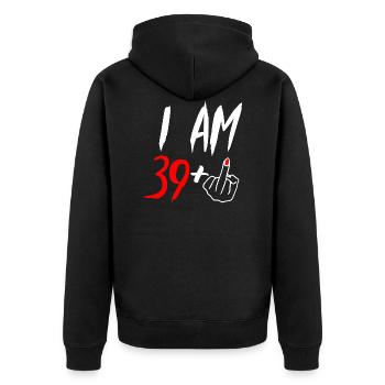 40 Jahre Frau 40. Geburtstag Bday Party Geschenk - Unisex Premium Bio Zip Hoodie - Schwarz - Hinten - Nico (187cm)