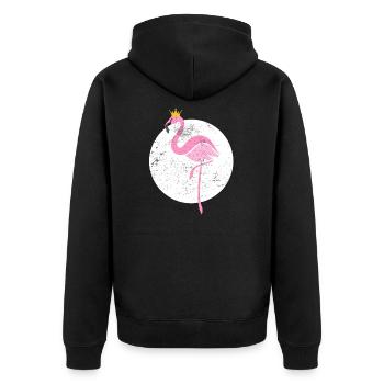 Flamingo Princess Crown Illustration - Unisex Premium Organic Zip Hoodie - black - Back - Nico (187cm)