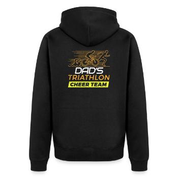 Soutien des papas au triathlon en famille - Veste à capuche bio Premium Unisexe - noir - Dos - Nico (187cm)