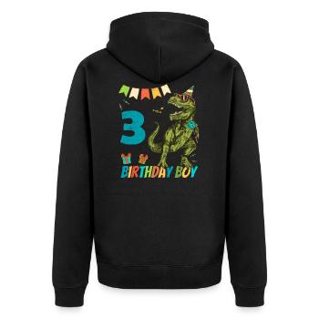 Fête de garçon d'anniversaire pour enfants de 3 ans - Veste à capuche bio Premium Unisexe - noir - Dos - Nico (187cm)