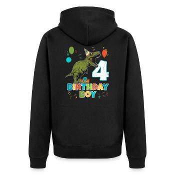 4 ans, fête d'anniversaire, garçon, dinosaure T Rex - Veste à capuche bio Premium Unisexe - noir - Dos - Nico (187cm)