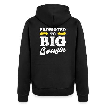 Promu au grand cousin - Veste à capuche bio Premium Unisexe - noir - Dos - Nico (187cm)