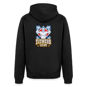 fitness gym motivation power - Unisex Premium Organic Zip Hoodie - black - Back - Nico (187cm)