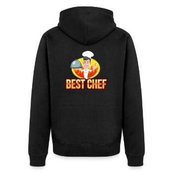 Best chef coock worker job - Unisex Premium Organic Zip Hoodie - black - Back - Nico (187cm)