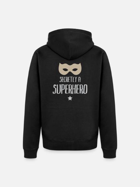 Heimlich ein Superheld - Unisex Premium Bio Zip Hoodie - Schwarz