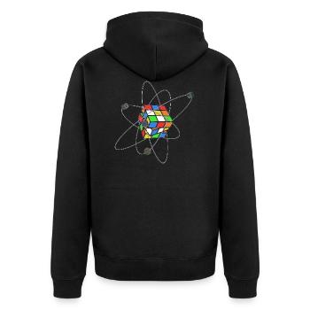 Würfel - Unisex Premium Bio Zip Hoodie - Schwarz - Hinten - Nico (187cm)