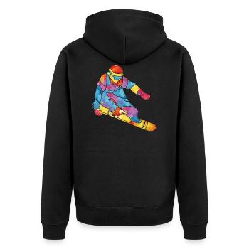 Snowboard Snowboarder Snowboarden Winter Geschenk - Unisex Premium Bio Zip Hoodie - Schwarz - Hinten - Nico (187cm)