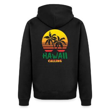 HAWAII - Unisex Premium Bio Zip Hoodie - Schwarz - Hinten - Nico (187cm)