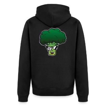 Broccoli with sunglasses - Unisex Premium Organic Zip Hoodie - black - Back - Nico (187cm)