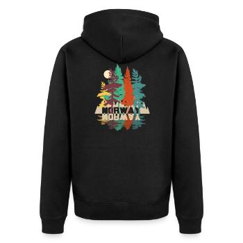 norwegen Wald outdoor Klettern bouldern - Unisex Premium Bio Zip Hoodie - Schwarz - Hinten - Nico (187cm)