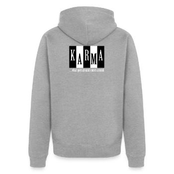 what goes around comes around - Unisex Premium Organic Zip Hoodie - heather grey - Back - Nico (187cm)