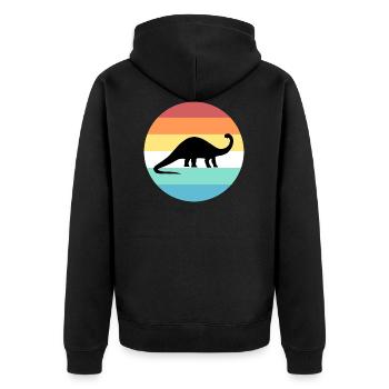 Brontosaurus - Unisex Premium Bio Zip Hoodie - Schwarz - Hinten - Nico (187cm)