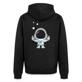 Weltraum - Unisex Premium Bio Zip Hoodie - Schwarz - Hinten - Nico (187cm)