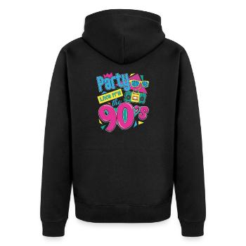 party like it's the 90s - Unisex Premium Organic Zip Hoodie - black - Back - Nico (187cm)