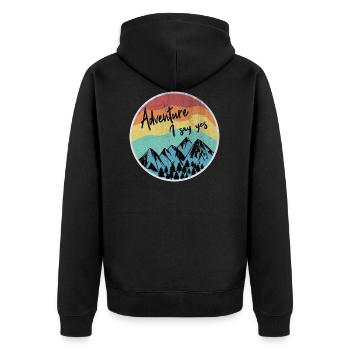 adventure - Unisex Premium Organic Zip Hoodie - black - Back - Nico (187cm)