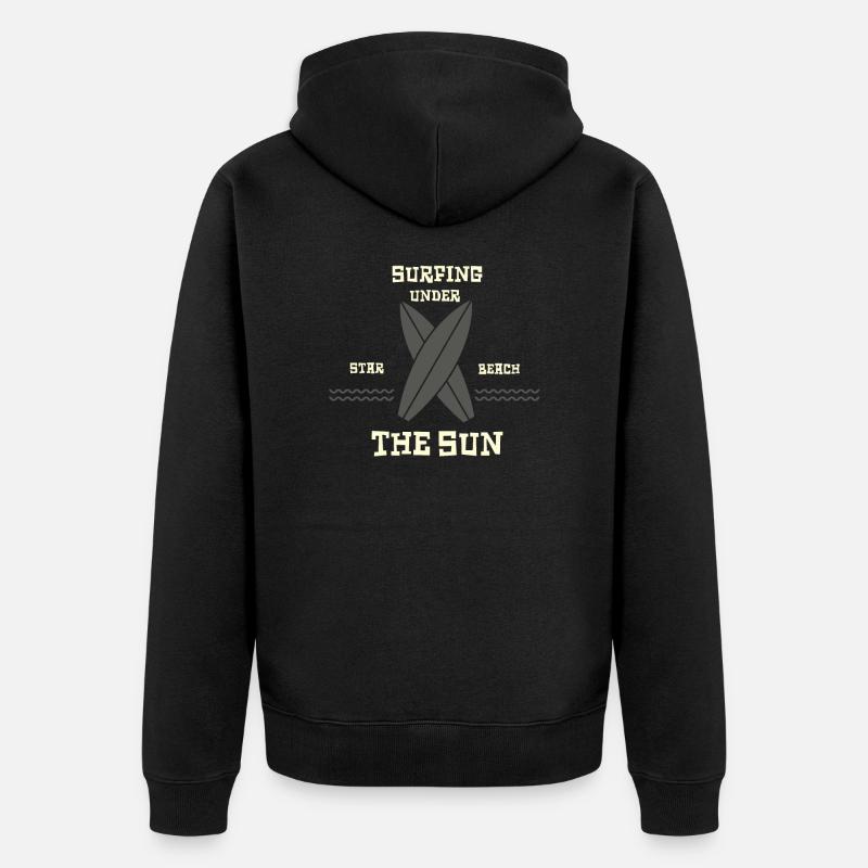Surfen unter der Sonne - Unisex Premium Bio Zip Hoodie - Schwarz