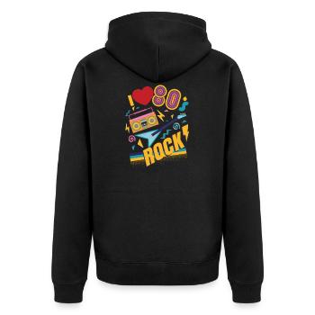 retro 80s party und rock - Unisex Premium Bio Zip Hoodie - Schwarz - Hinten - Nico (187cm)