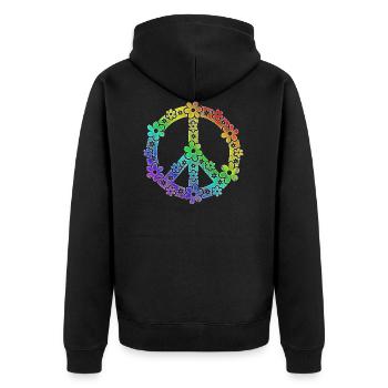 LGBT Regenbogen Peace - Unisex Premium Bio Zip Hoodie - Schwarz - Hinten - Nico (187cm)